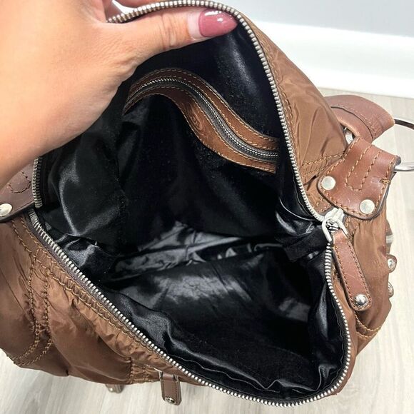 Tod's Luna Brown Nylon Media Hobo Purse Bag - Picture 8 of 14